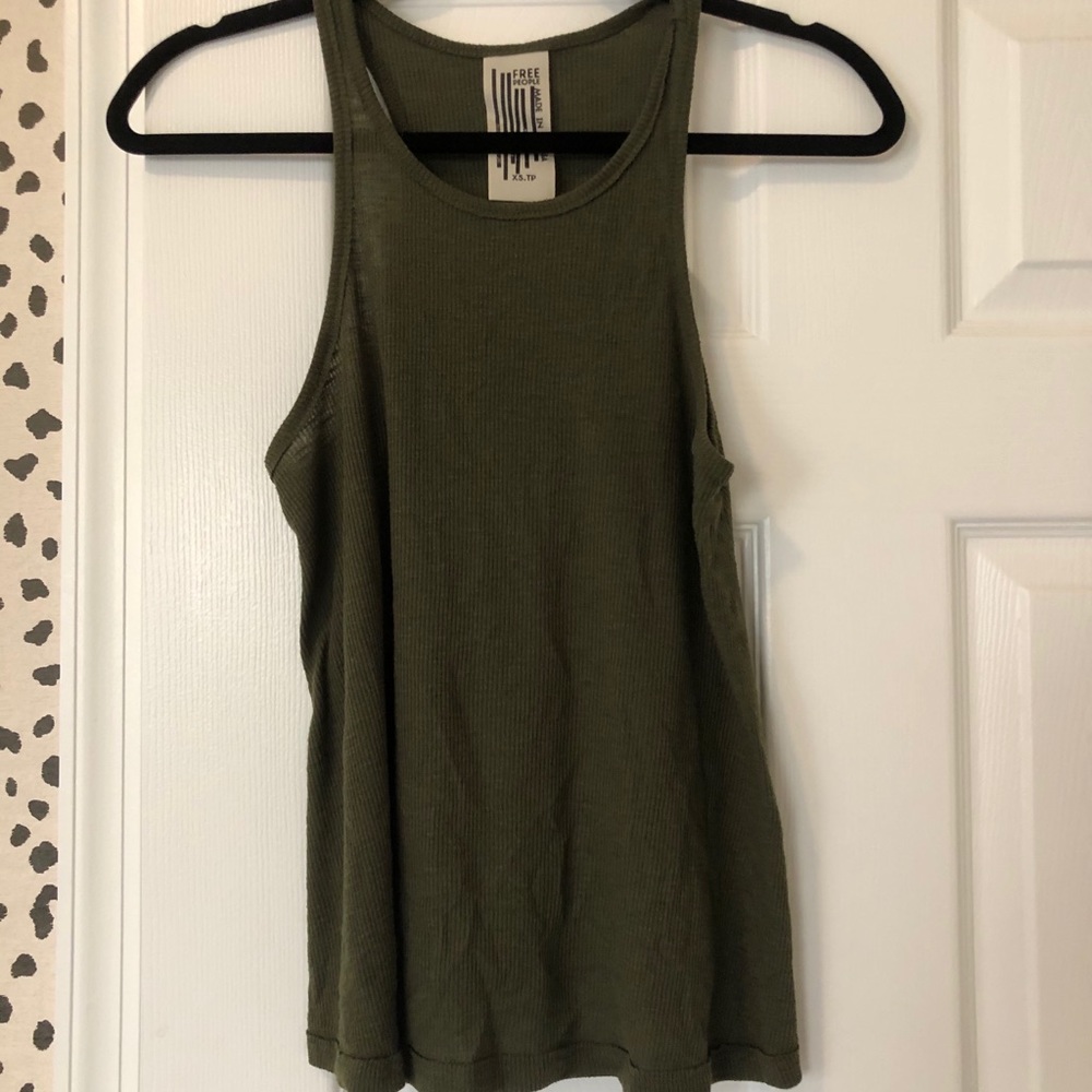 Free people long beach tank olive green XS